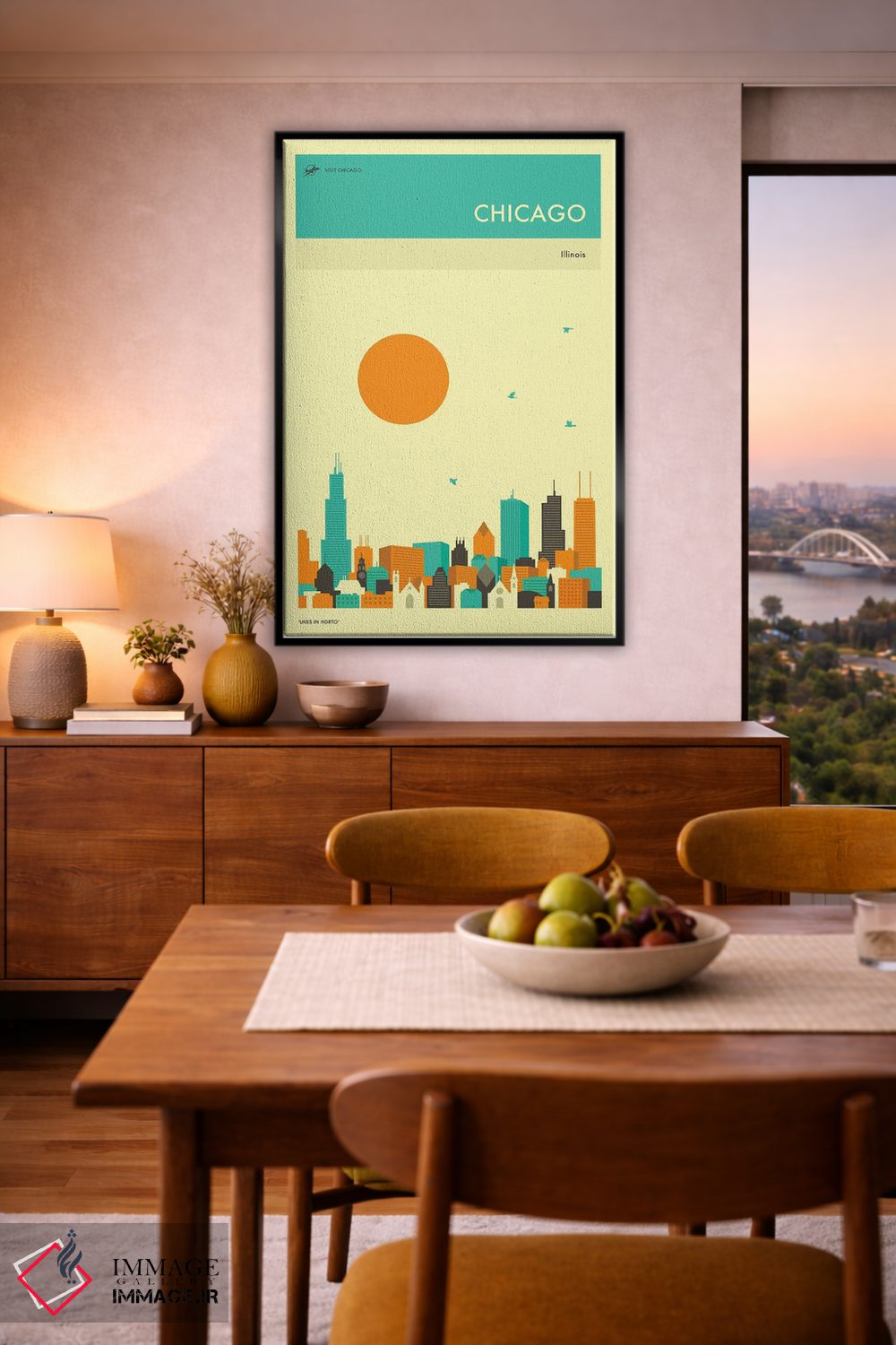 تابلو دکوراتیو خط افق شیکاگو ۲ اثر جازبری بلو - D6B