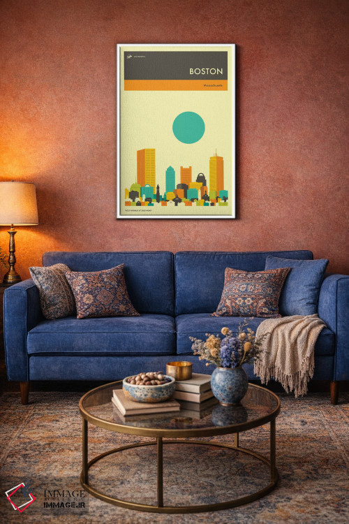 تابلو دکوراتیو خط افق بوستون ۲ اثر جازبری بلو - D3W