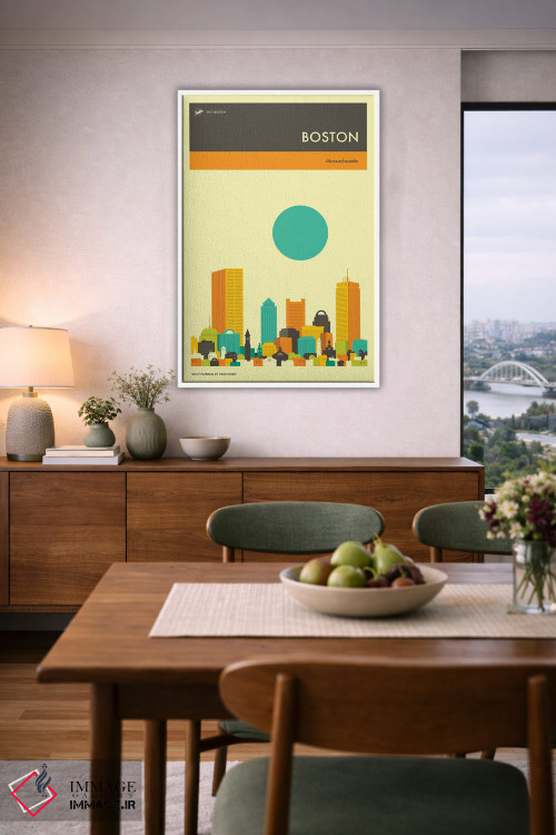 تابلو دکوراتیو خط افق بوستون ۲ اثر جازبری بلو - D6W