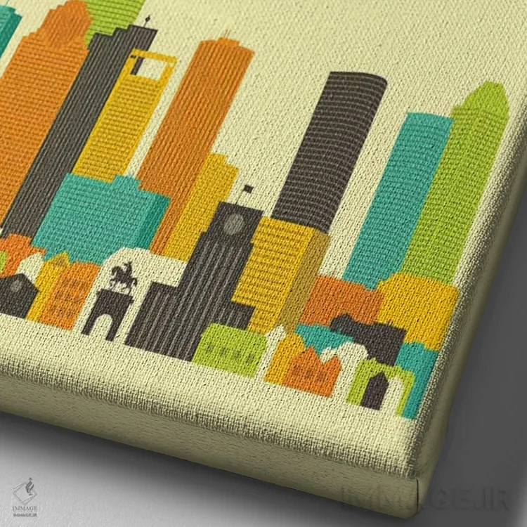 تابلو دکوراتیو افق شهر هیوستون III اثر جازبری بلو - نمای نزدیک بافت بوم