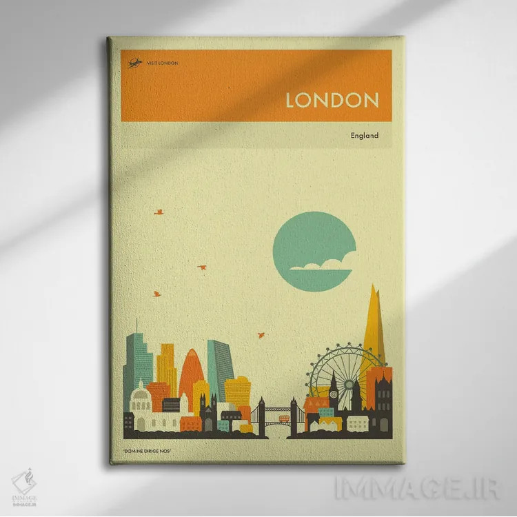 تابلو دکوراتیو افق شهر لندن II اثر جازبری بلو - نمای روبهرو روی دیوار