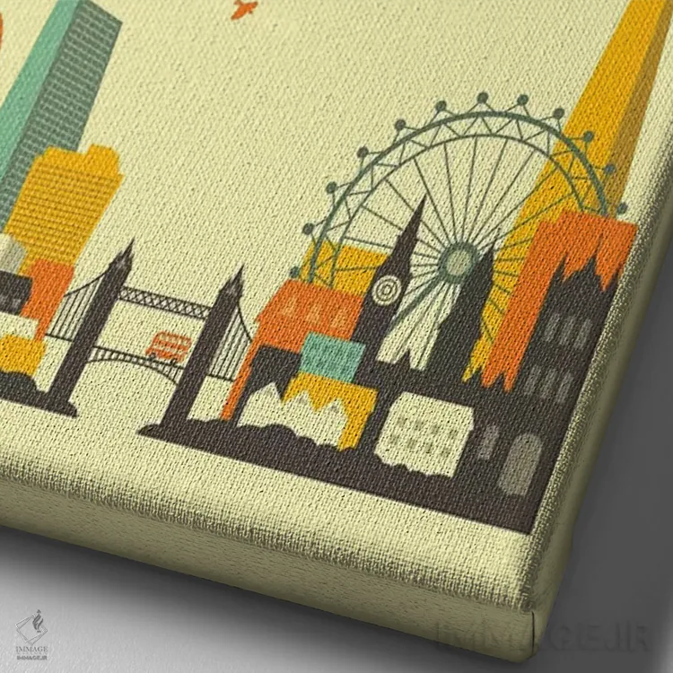 تابلو دکوراتیو افق شهر لندن II اثر جازبری بلو - نمای نزدیک بافت بوم