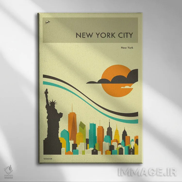 تابلو دکوراتیو افق شهر نیویورک II اثر جازبری بلو - نمای روبهرو روی دیوار