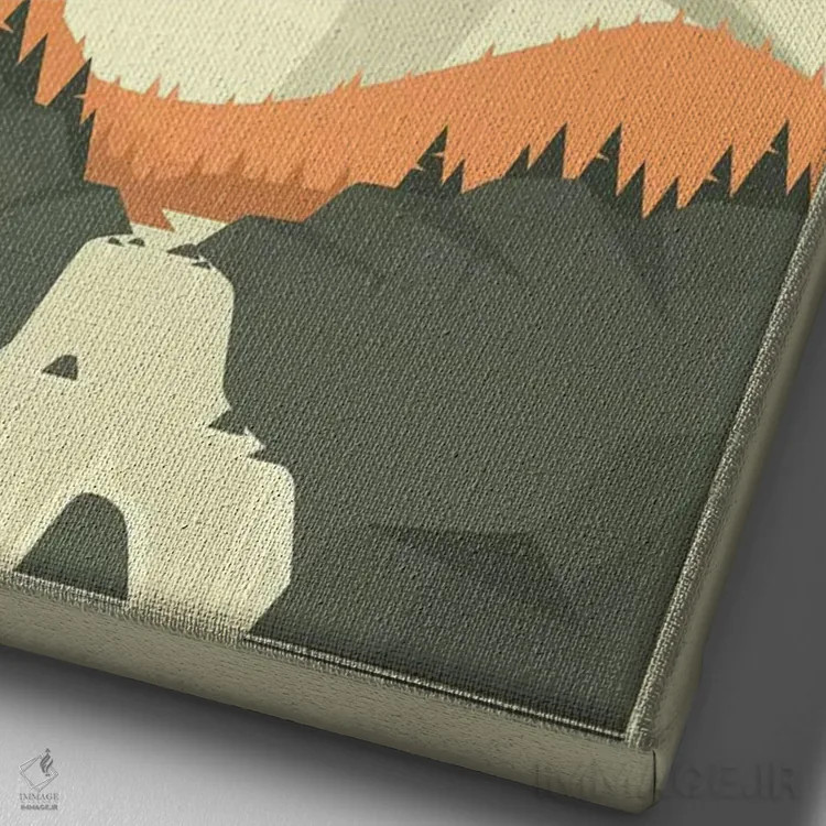 تابلو دکوراتیو کوه رینیر اثر جازبری بلو - نمای نزدیک بافت بوم