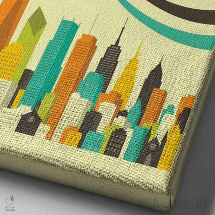 تابلو دکوراتیو افق شهر نیویورک II اثر جازبری بلو - نمای نزدیک بافت بوم