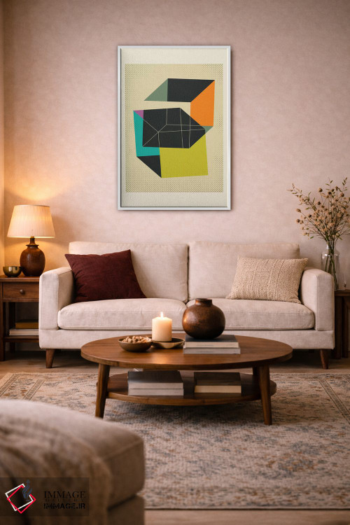 تابلو انتزاعی مکعب ها V اثر جازبری بلو - D3W