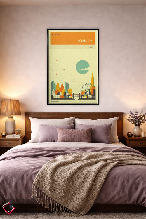 تابلو دکوراتیو افق شهر لندن II اثر جازبری بلو - D5B