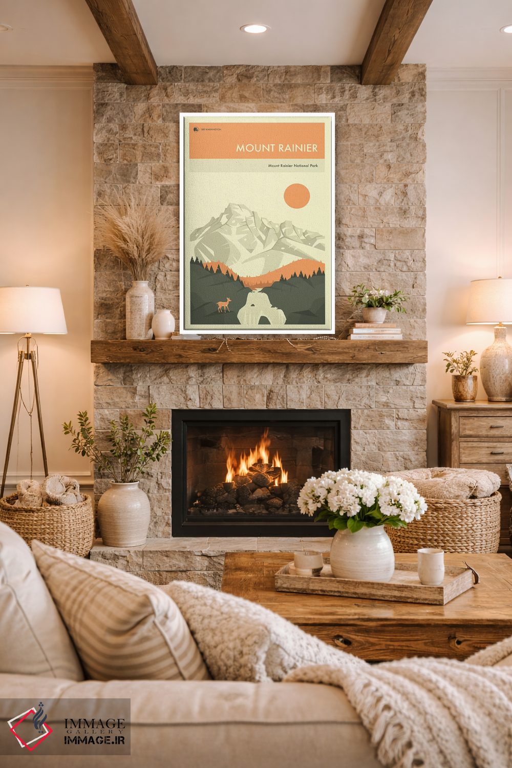 تابلو دکوراتیو کوه رینیر اثر جازبری بلو - D1W