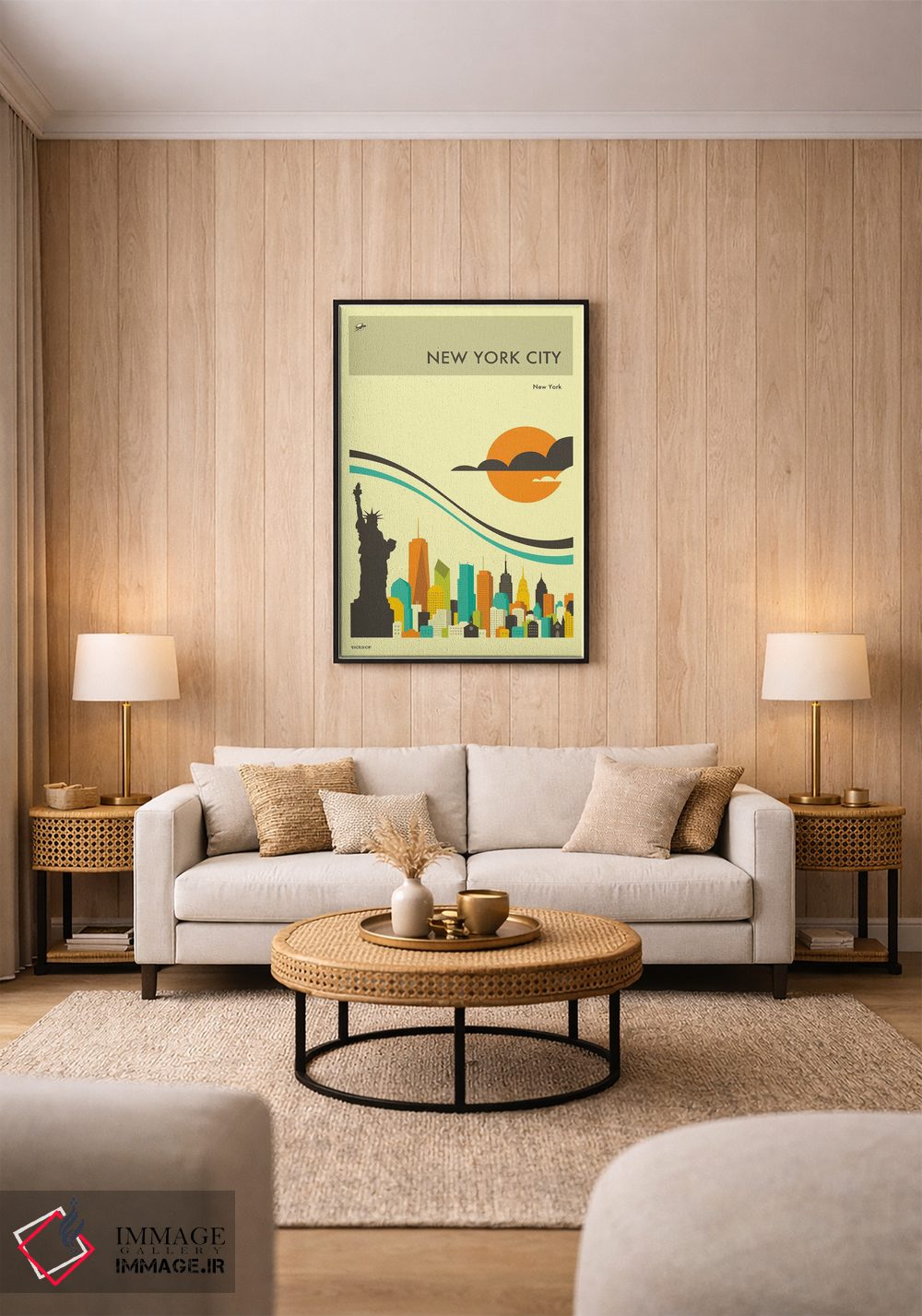 تابلو دکوراتیو افق شهر نیویورک II اثر جازبری بلو - D2B