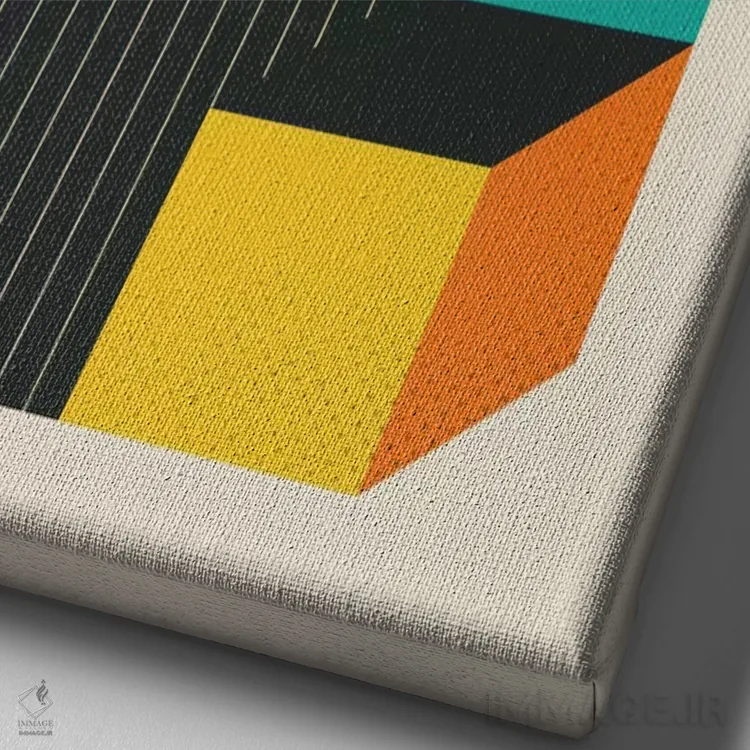 تابلو انتزاعی مکعب ها VI اثر جازبری بلو - نمای نزدیک بافت بوم