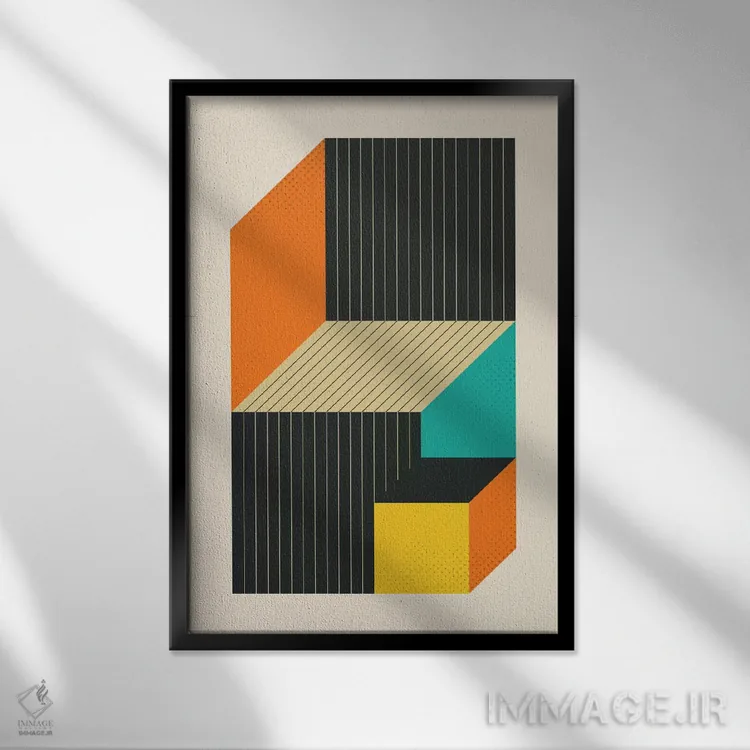 تابلو انتزاعی مکعب ها VI اثر جازبری بلو - نمای قابدار مشکی