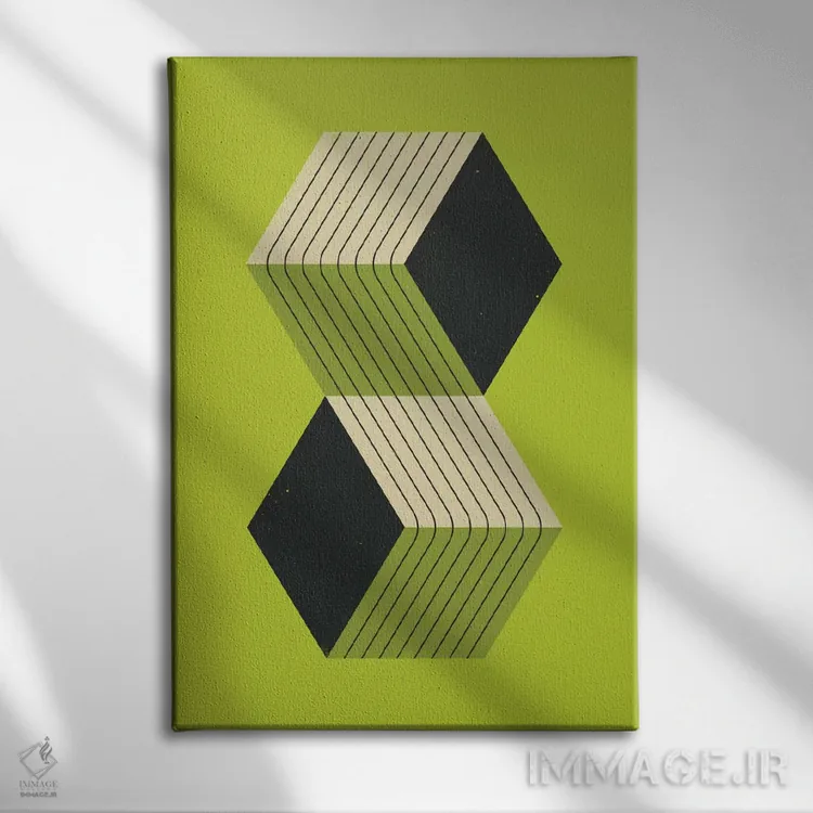 تابلو مینیمال مکعب ها VIII اثر جازبری بلو - نمای روبهرو روی دیوار