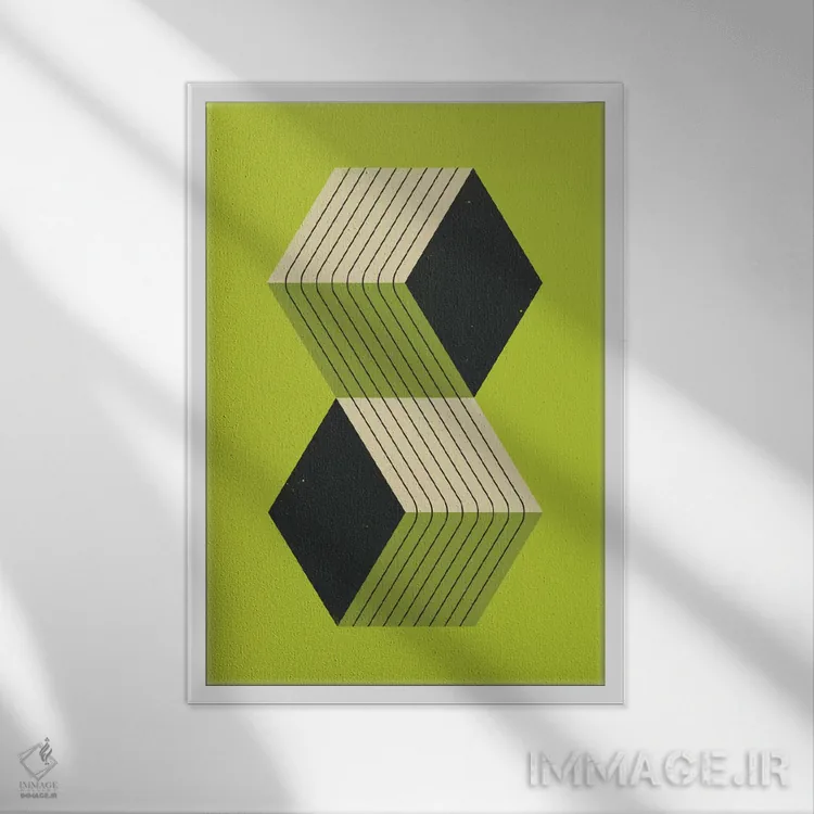 تابلو مینیمال مکعب ها VIII اثر جازبری بلو - نمای قابدار سفید