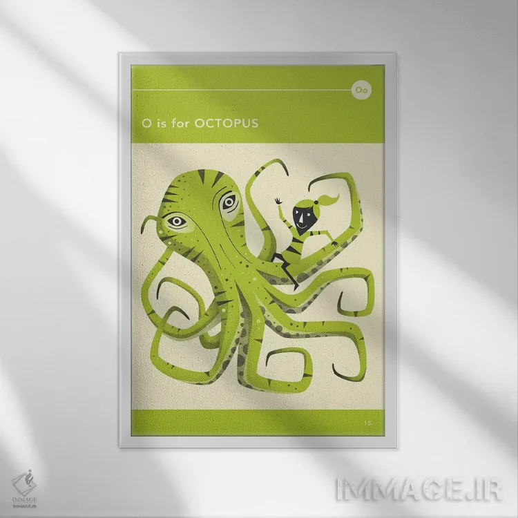 تابلو دکوراتیو ا برای اختاپوس است اثر جازبری بلو - نمای قابدار سفید