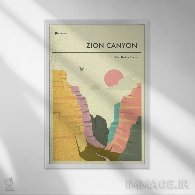 تابلو دکوراتیو Zion National Park II,دره زایان، پارک ملی زایان II اثر جازبری بلو - نمای قابدار سفید
