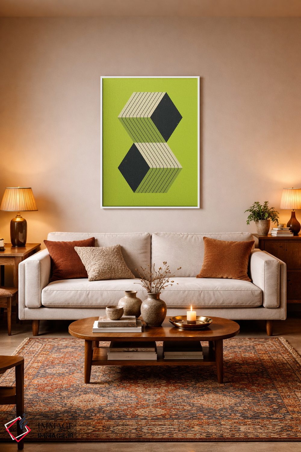 تابلو مینیمال مکعب ها VIII اثر جازبری بلو - D2W