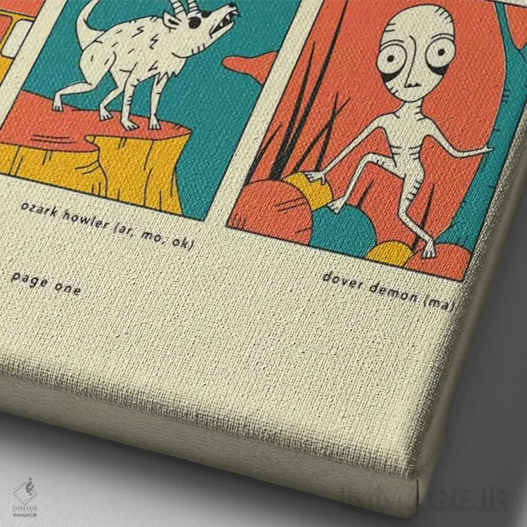 تابلو دکوراتیو موجودات ناشناخته آمریکایی صفحه I اثر جازبری بلو - نمای نزدیک بافت بوم