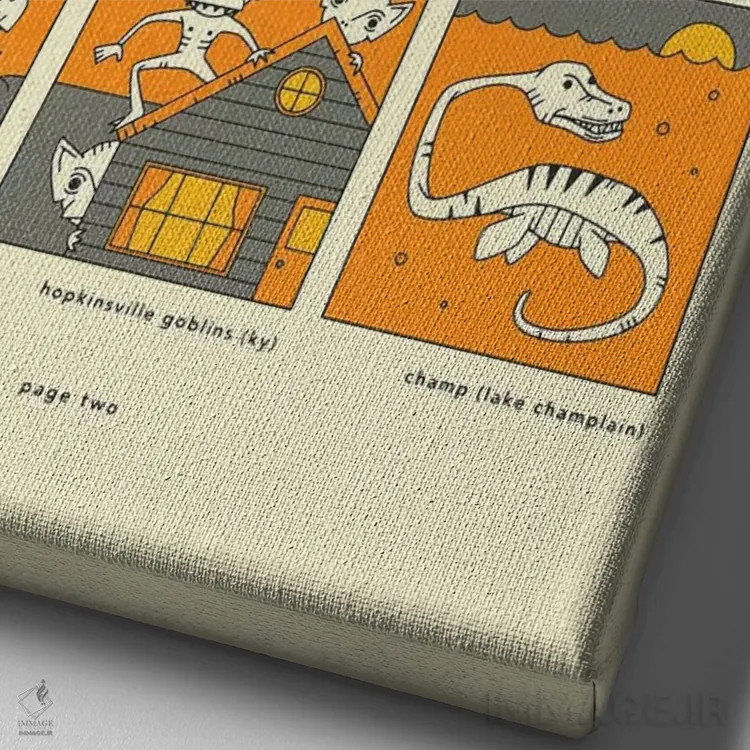 تابلو دکوراتیو موجودات ناشناخته آمریکایی صفحه II اثر جازبری بلو - نمای نزدیک بافت بوم