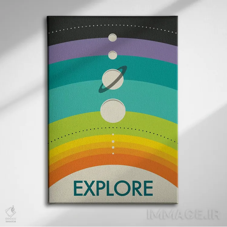 تابلو مدرن منظومه شمسی اثر جازبری بلو - نمای روبهرو روی دیوار