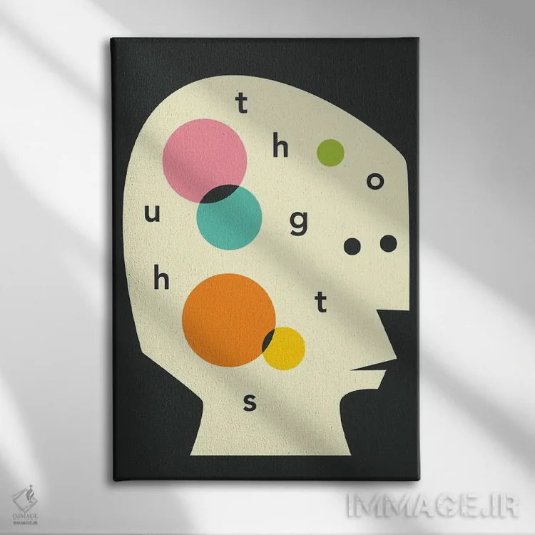 تابلو دکوراتیو افکار اثر جازبری بلو - نمای روبهرو روی دیوار