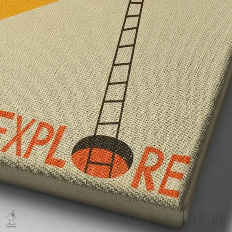 تابلو دکوراتیو کاوش I اثر جازبری بلو - نمای نزدیک بافت بوم