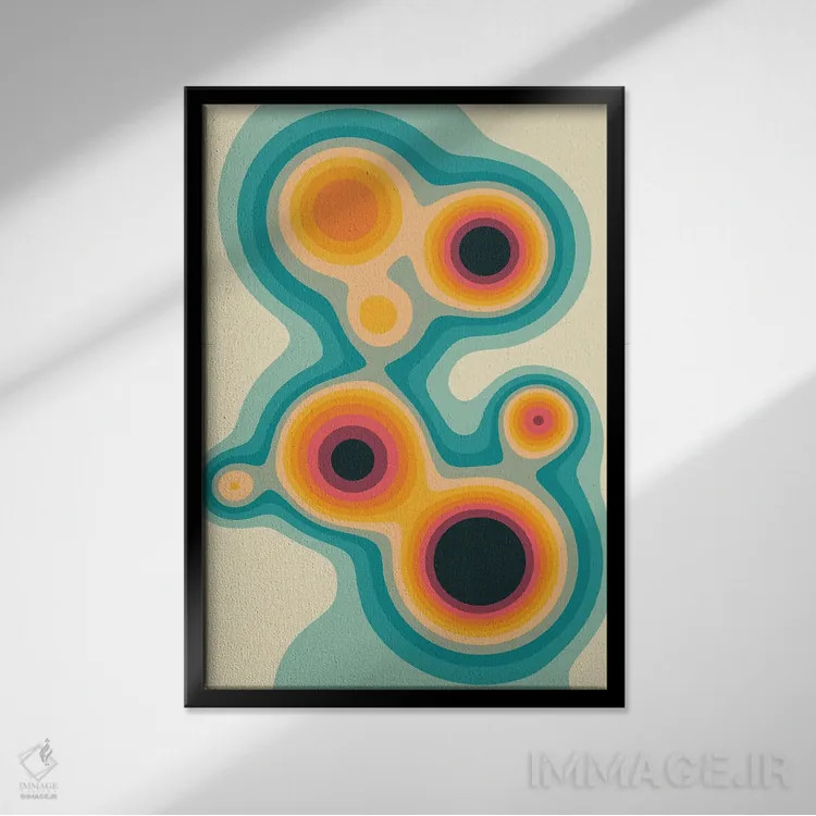 تابلو انتزاعی جریان IV اثر جازبری بلو - نمای قابدار مشکی