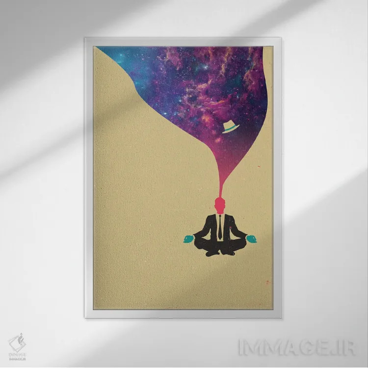 تابلو دکوراتیو کاوش IV اثر جازبری بلو - نمای قابدار سفید