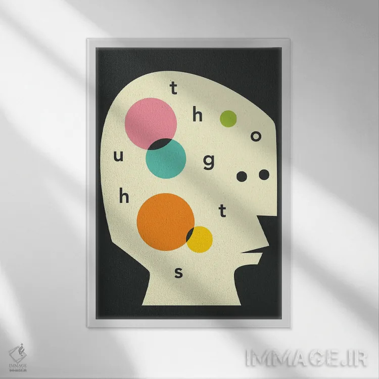 تابلو دکوراتیو افکار اثر جازبری بلو - نمای قابدار سفید