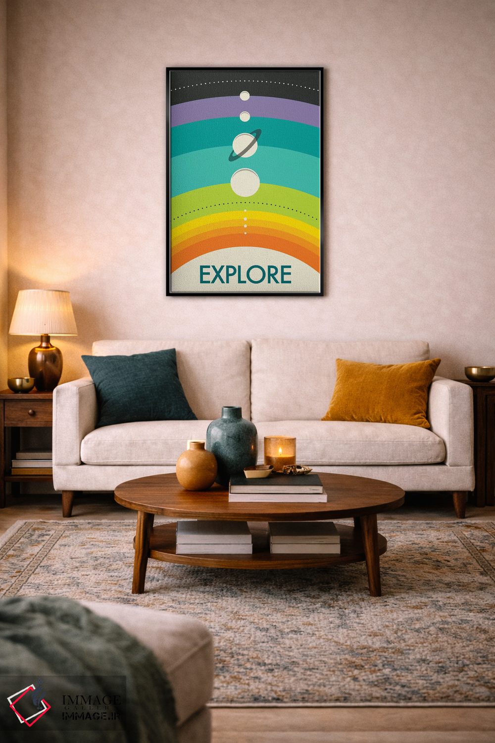 تابلو مدرن منظومه شمسی اثر جازبری بلو - D6B