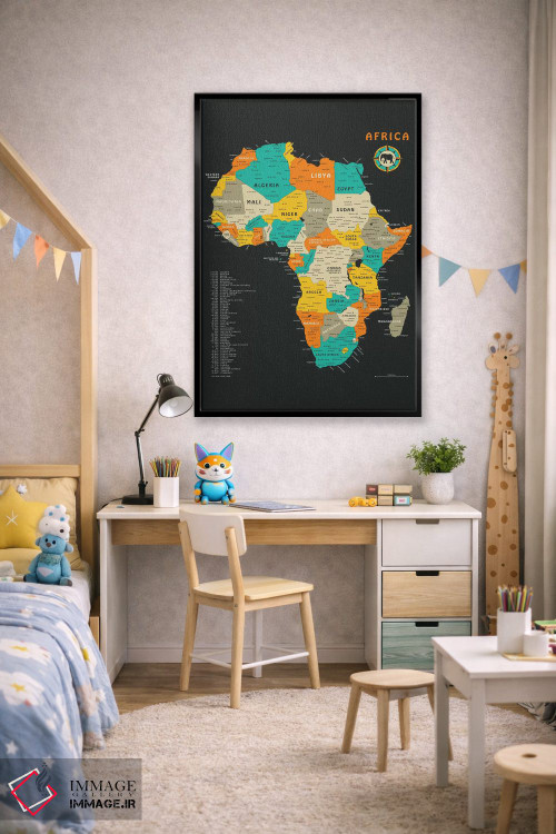 تابلو دکوراتیو نقشه قاره آفریقا اثر جازبری بلو - D2B