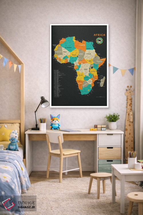 تابلو دکوراتیو نقشه قاره آفریقا اثر جازبری بلو - D1W