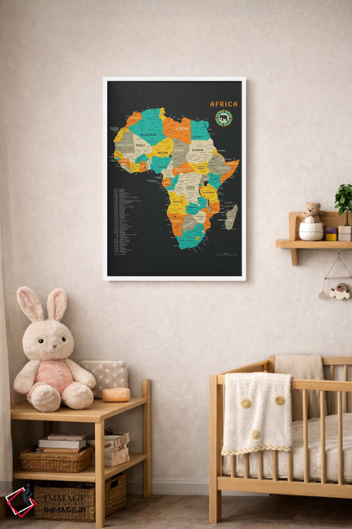 تابلو دکوراتیو نقشه قاره آفریقا اثر جازبری بلو - D3W