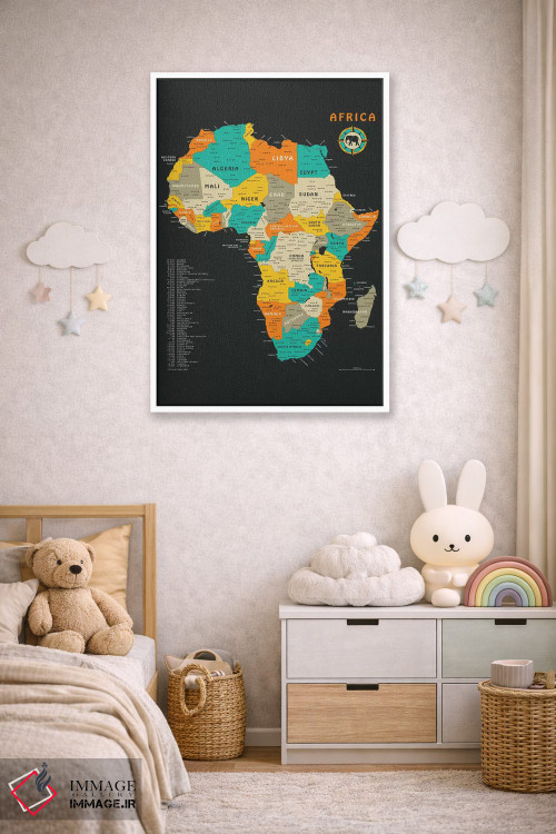 تابلو دکوراتیو نقشه قاره آفریقا اثر جازبری بلو - D4W