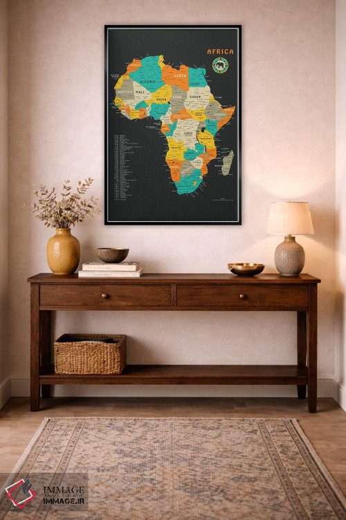 تابلو دکوراتیو نقشه قاره آفریقا اثر جازبری بلو - D5B