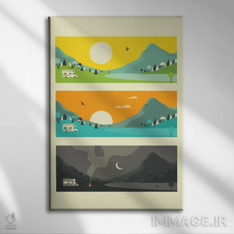 تابلو دکوراتیو آتش کمپ I اثر جازبری بلو - نمای روبهرو روی دیوار