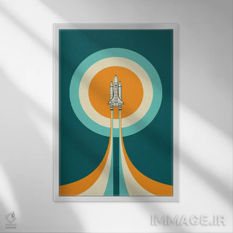 تابلو مدرن شاتل فضایی اثر جازبری بلو - نمای قابدار سفید