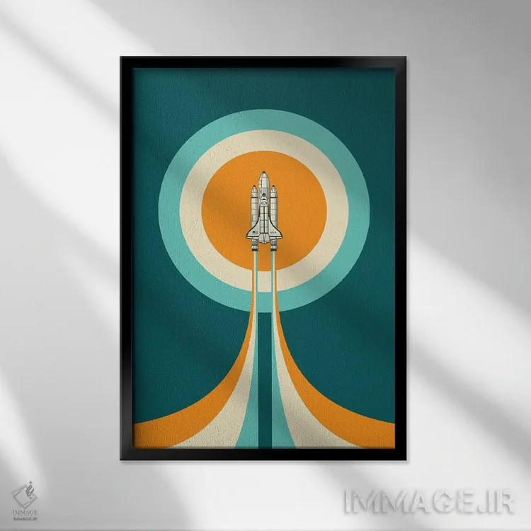 تابلو مدرن شاتل فضایی اثر جازبری بلو - نمای قابدار مشکی