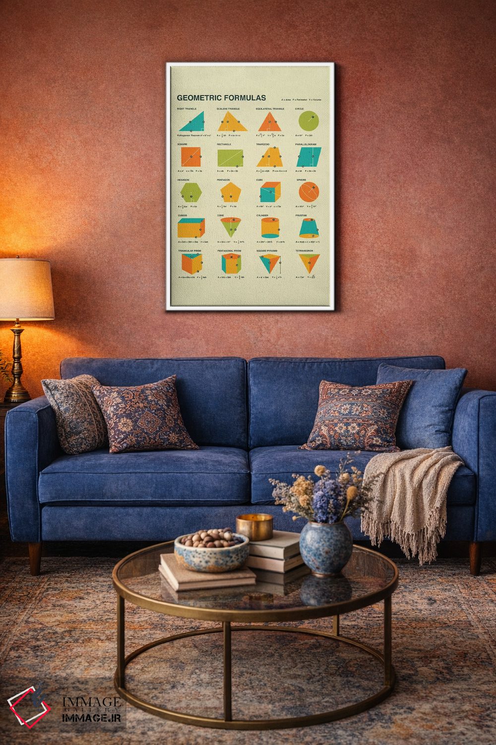 تابلو مدرن فرمول های هندسی اثر جازبری بلو - D5W