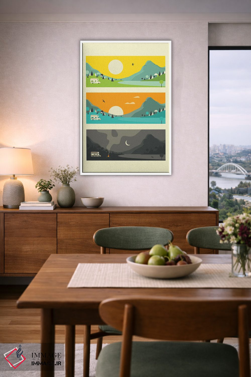 تابلو دکوراتیو آتش کمپ I اثر جازبری بلو - D6W