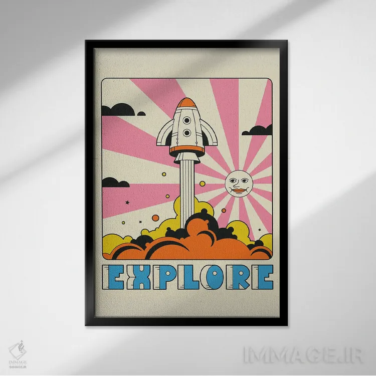 تابلو دکوراتیو کاوش II اثر جازبری بلو - نمای قابدار مشکی