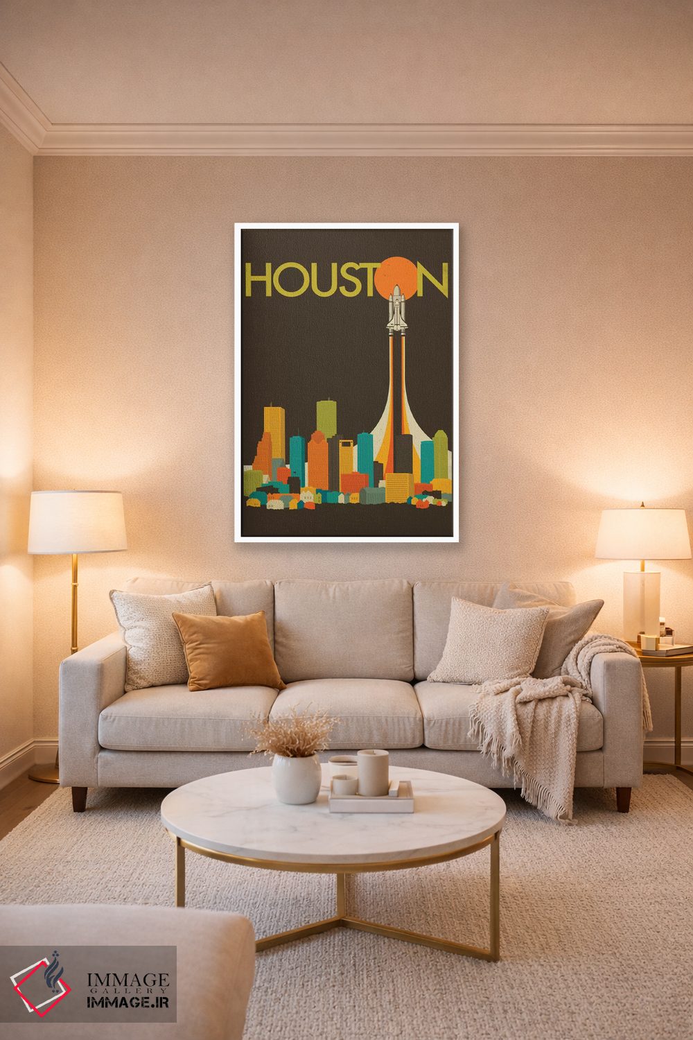 تابلو دکوراتیو افق شهر هیوستون I اثر جازبری بلو - D2W