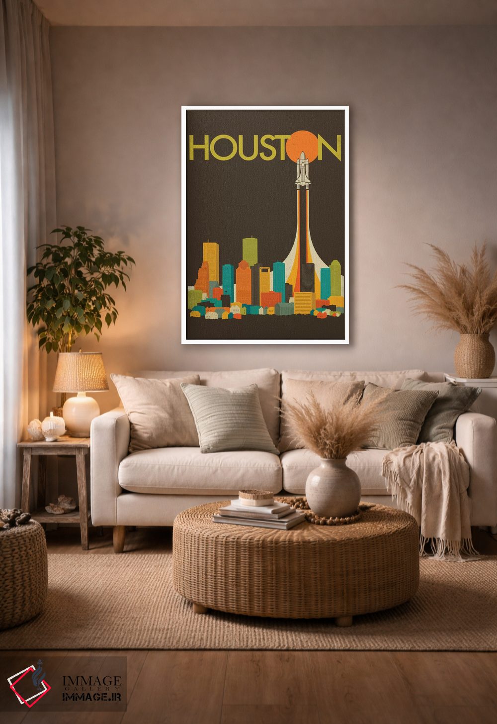 تابلو دکوراتیو افق شهر هیوستون I اثر جازبری بلو - D3W