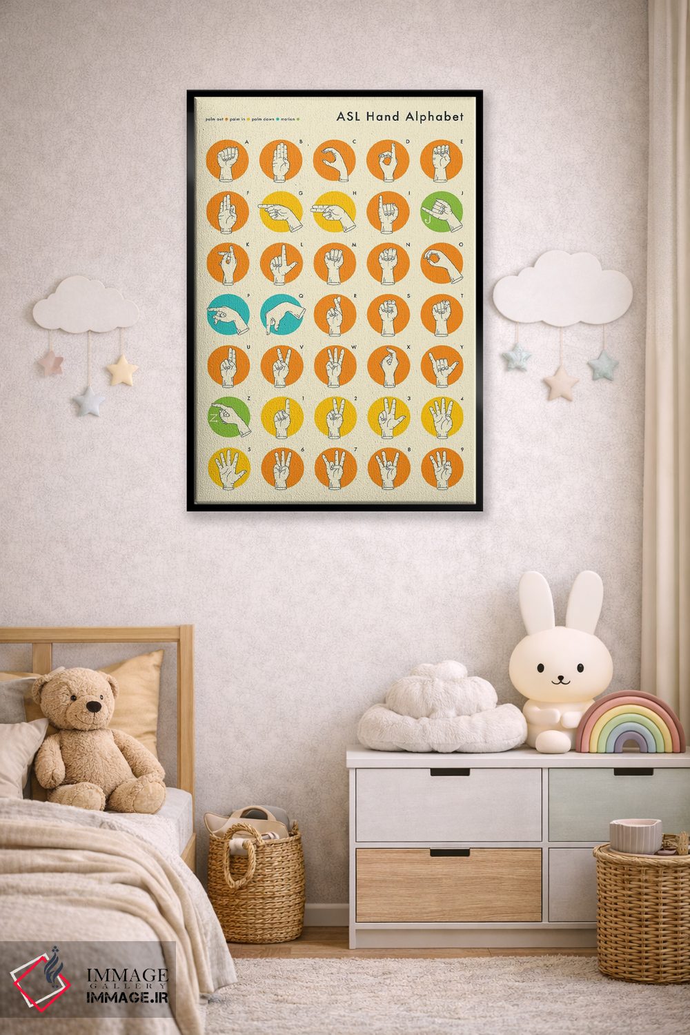 تابلو دکوراتیو حروف الفبای زبان اشاره اثر جازبری بلو - D6B