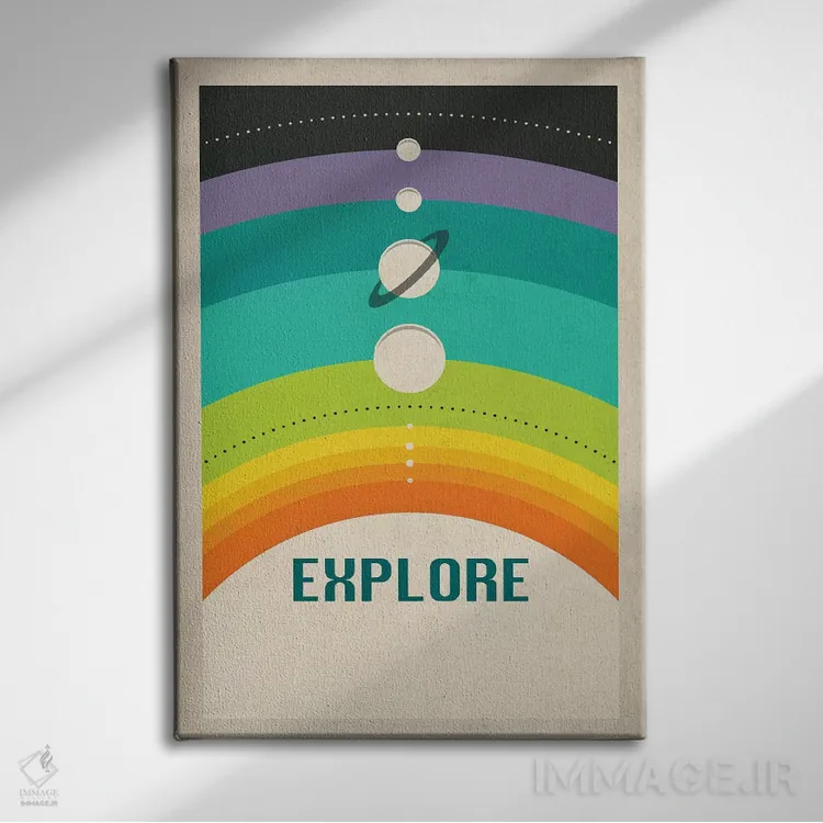 تابلو دکوراتیو منظومه شمسی اثر جازبری بلو - نمای روبهرو روی دیوار