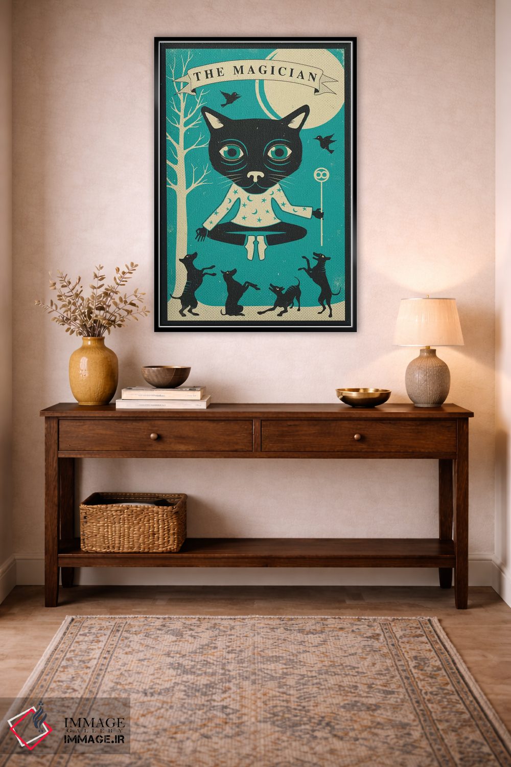 تابلو مدرن گربه جادوگر کارت تاروت اثر جازبری بلو - D3B