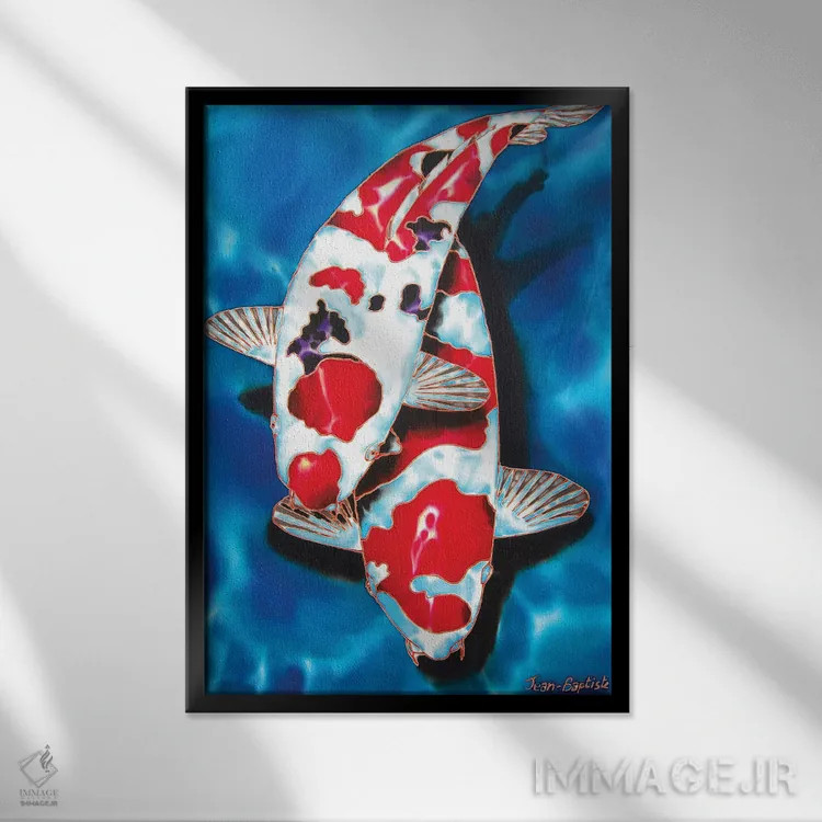 تابلو دکوراتیو ۲ ماهی کوی اثر دنیل ژان-باپتیست - نمای قابدار مشکی