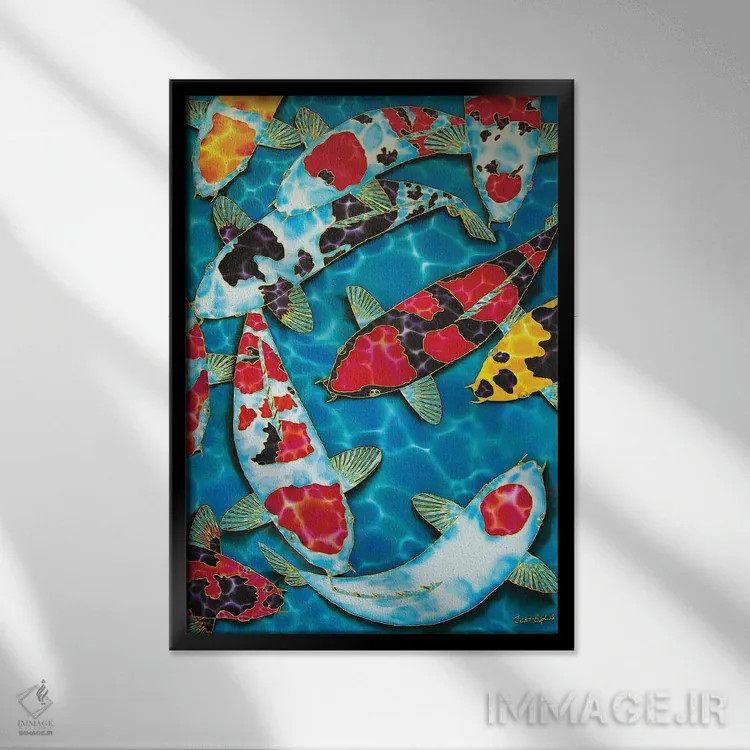 تابلو دکوراتیو کوی ژاپنی فربه اثر دنیل ژان-باپتیست - نمای قابدار مشکی