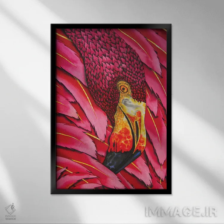 تابلو دکوراتیو فلامینگوی شعله ور اثر دنیل ژان-باپتیست - نمای قابدار مشکی