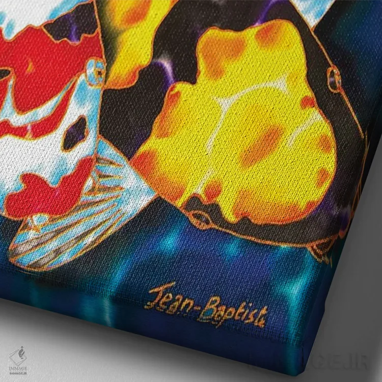 تابلو دکوراتیو ۳ ماهی کوی اثر دنیل ژان-باپتیست - نمای نزدیک بافت بوم