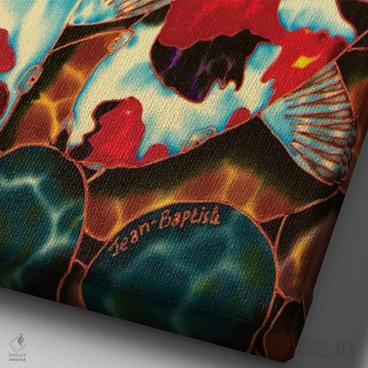 تابلو دکوراتیو کوی در برکه سنگ ریزه ای اثر دنیل ژان-باپتیست - نمای نزدیک بافت بوم